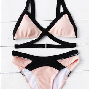 Corral and black bikini